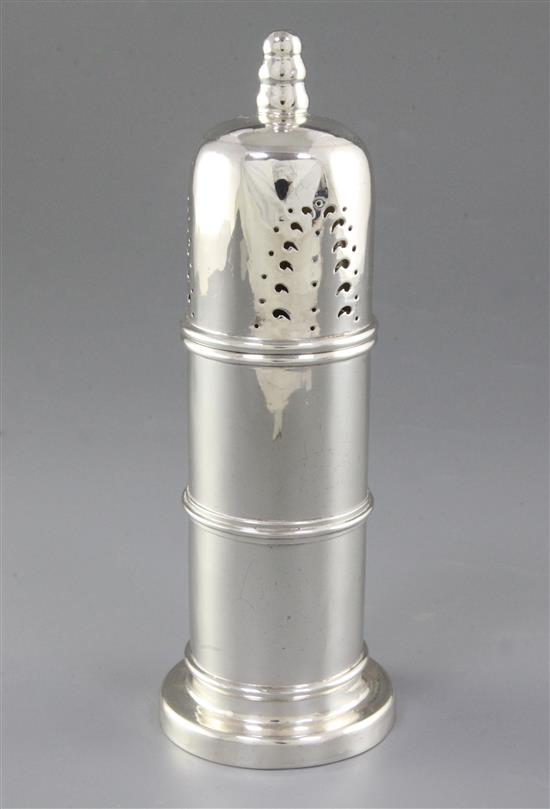 An Edwardian silver lighthouse sugar caster, by Robert Stebbings, Height 215mm, weight 7.4oz/232grms